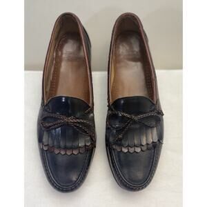 Allen Edmonds Woodstock Two Tone Leather Braided Tie Kiltie Loafers Mens Size 12